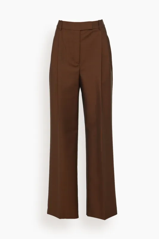 Mid-Waist Tailored Trousers in Mahogany sold by Hampden Clothing
