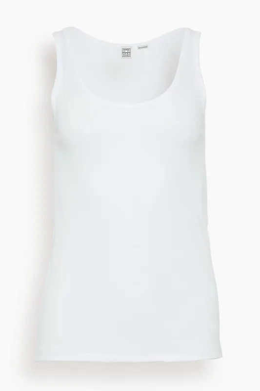 Classic Rib Tank in White sold by Hampden Clothing