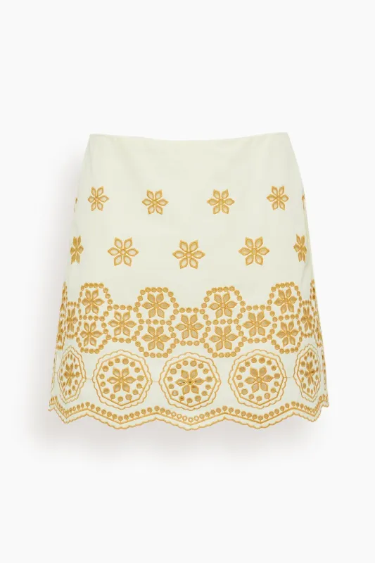 Clarisse Skirt in Ivory/Marigold Multi made by Tanya Taylor