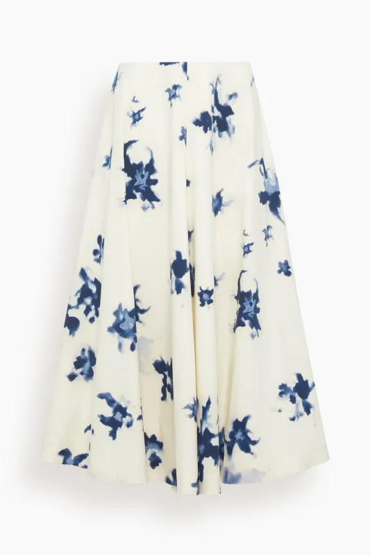 Varda Skirt in Berry Blue Flowers sold by Hampden Clothing
