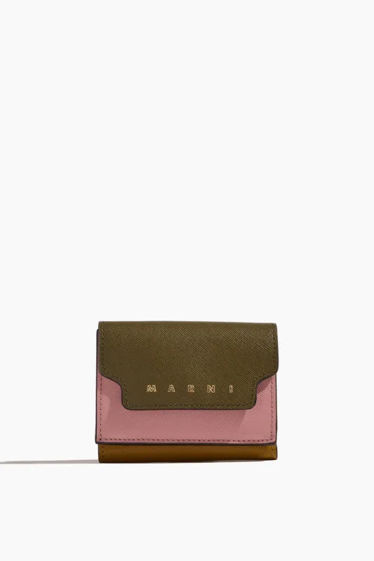 Tri-Fold Wallet in Deep Sage/Misty Rose/Light Curry sold by Hampden Clothing