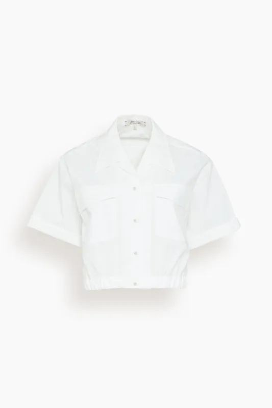 Poplin Power Blouse in Pure White sold by Hampden Clothing