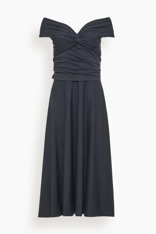 Soft Drape Dress in Dark Navy sold by Hampden Clothing