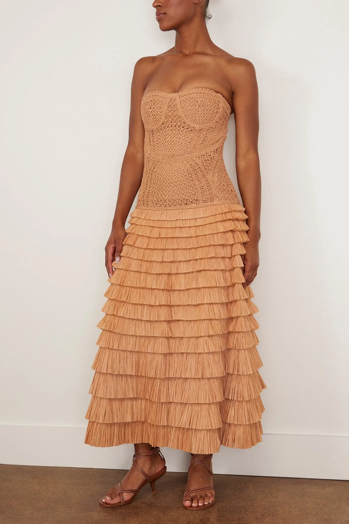 Santana Bustier Midi Dress in Straw sold by Hampden Clothing product image thumbnail 3