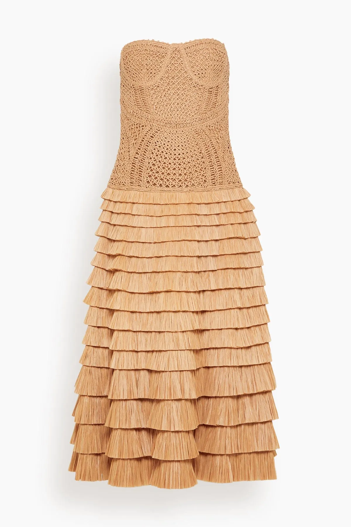 Santana Bustier Midi Dress in Straw sold by Hampden Clothing