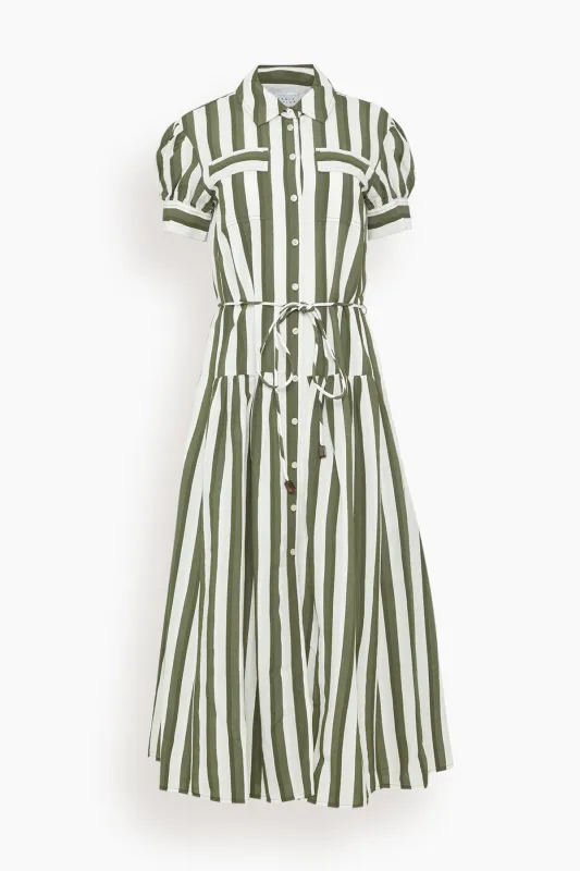 Carrington Dress in Fern/Ivory sold by Hampden Clothing