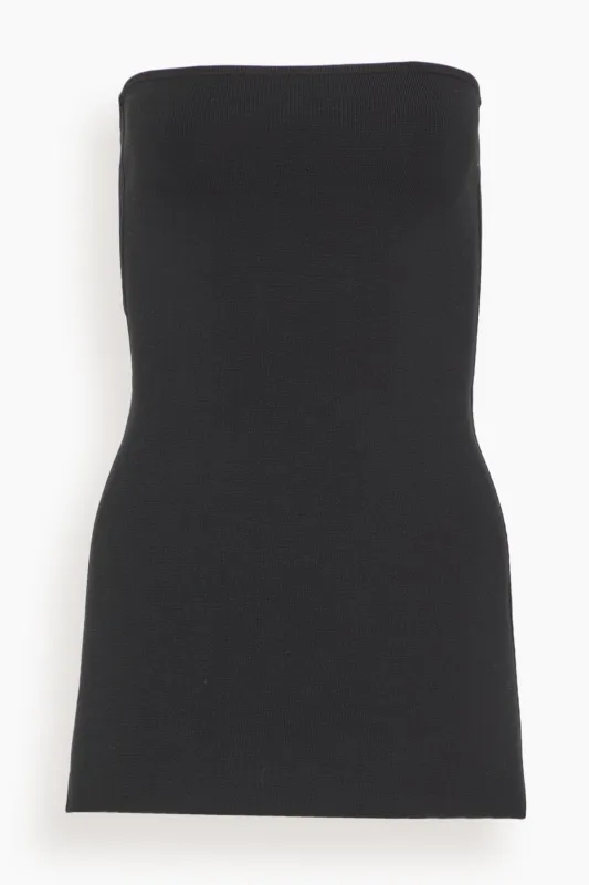 Compact Knit Tube Top in Black made by Toteme