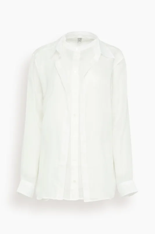 Double Collar Shirt in White sold by Hampden Clothing