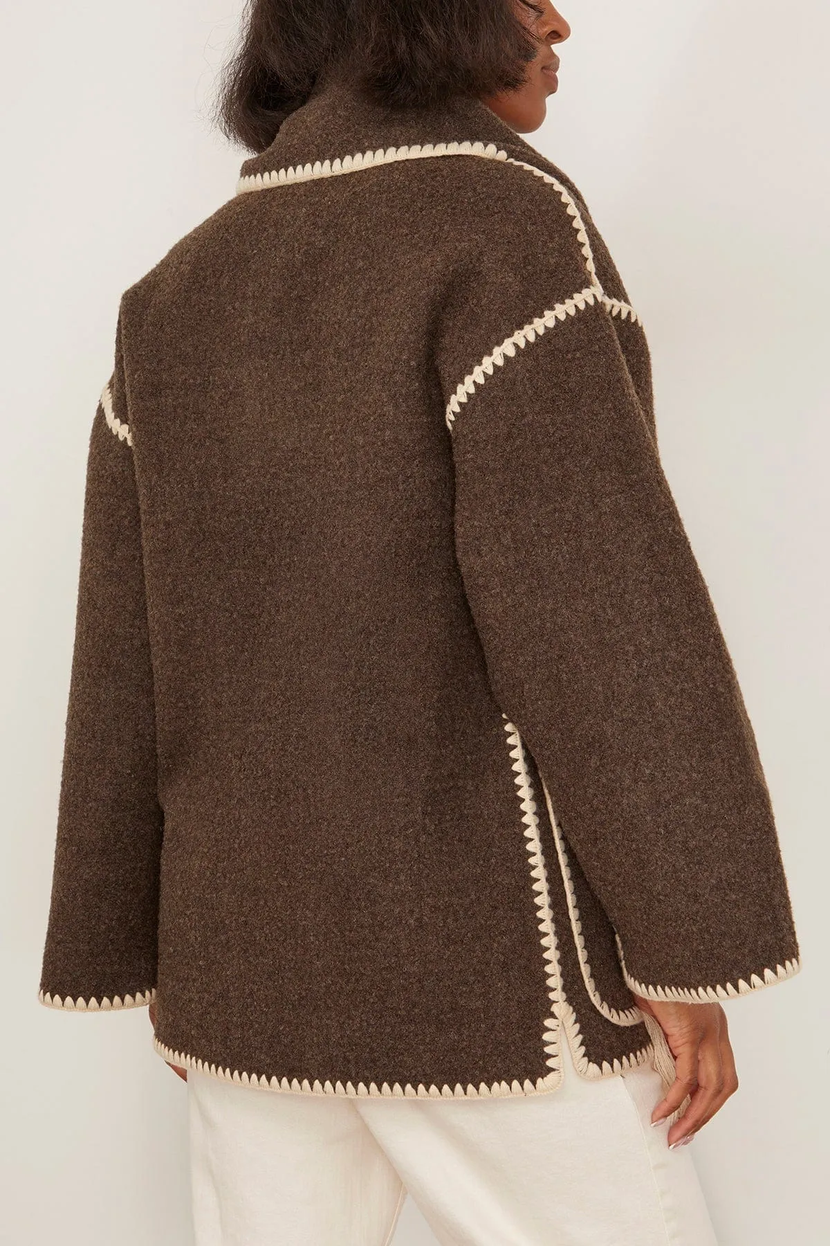 Embroidered Scarf Jacket in Chocolate Melange sold by Hampden Clothing product image thumbnail 4