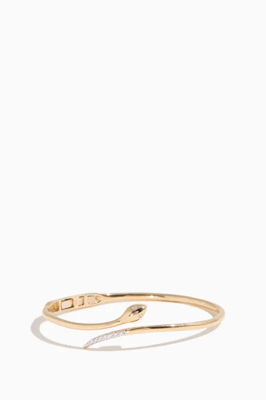 Pave Snake Wrap Bangle in 14k Yellow Gold made by Hampden Clothing