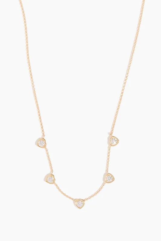 Diamond Heart Station Necklace in 14k Yellow Gold sold by Hampden Clothing