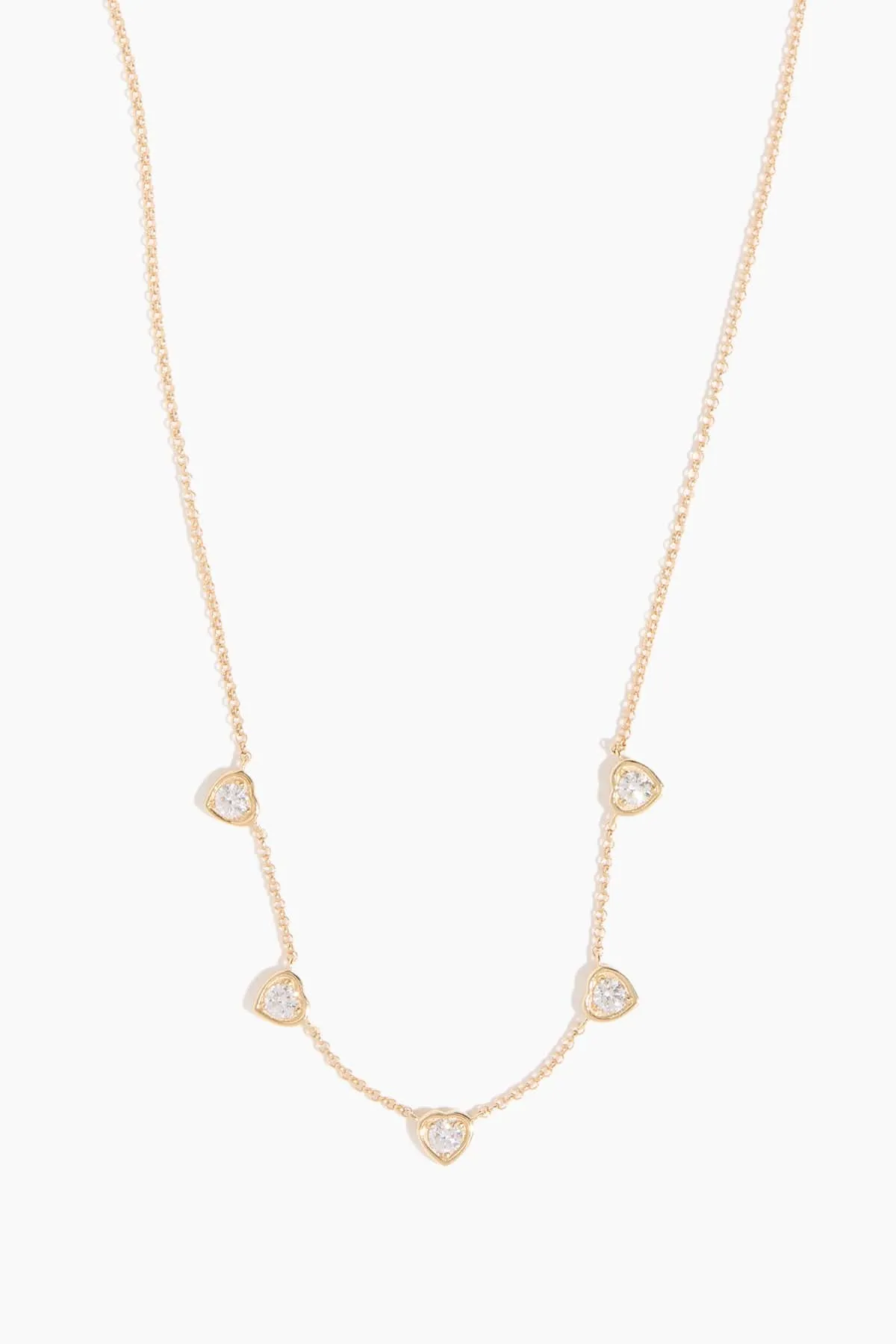 Diamond Heart Station Necklace in 14k Yellow Gold sold by Hampden Clothing