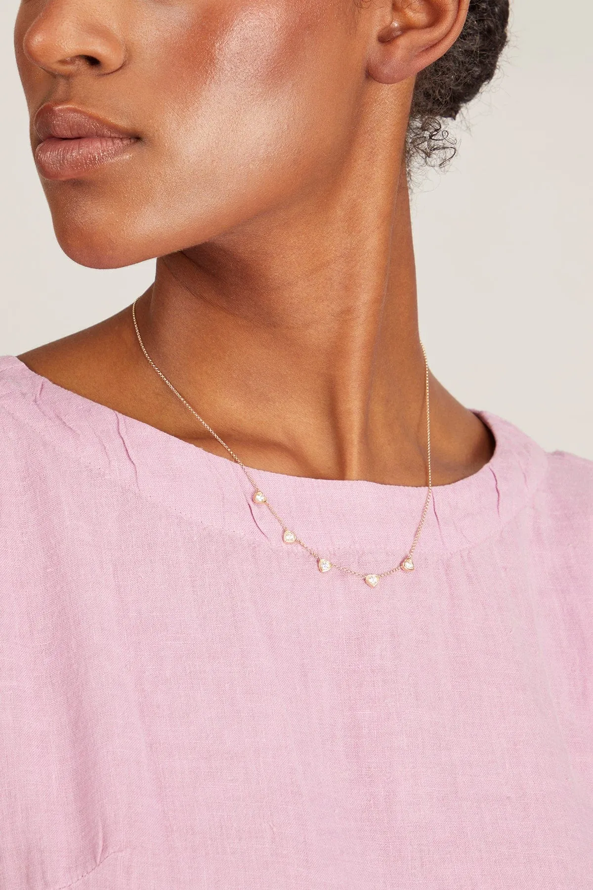 Diamond Heart Station Necklace in 14k Yellow Gold sold by Hampden Clothing product image thumbnail 2