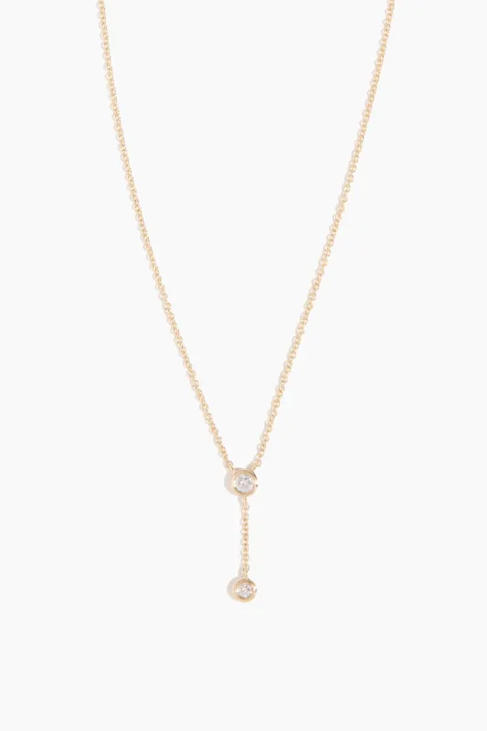 Diamond Bezel Lariat Necklace in 14k Yellow Gold sold by Hampden Clothing