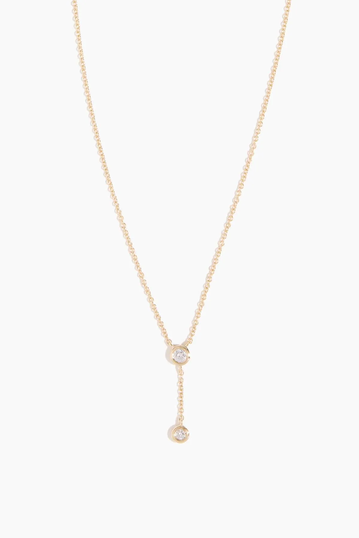 Diamond Bezel Lariat Necklace in 14k Yellow Gold sold by Hampden Clothing