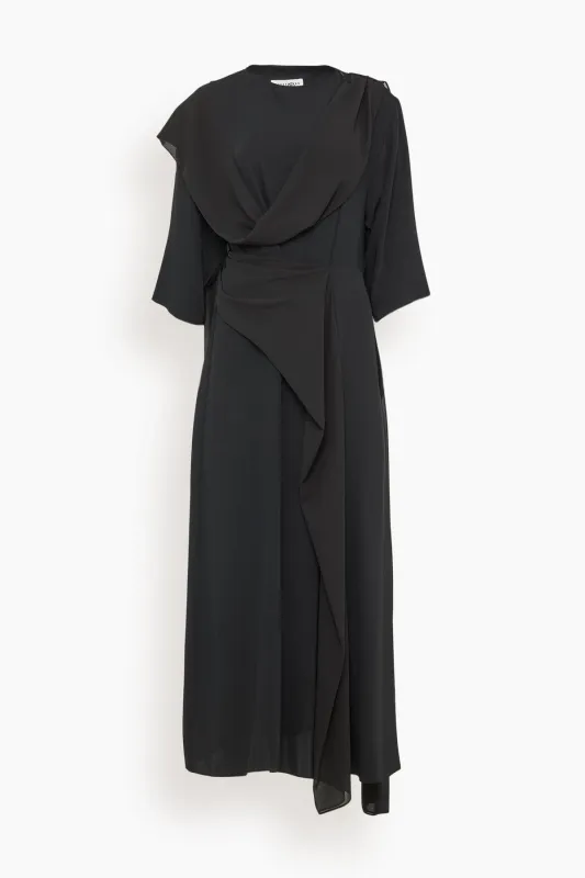 Draped Dress in Black sold by Hampden Clothing