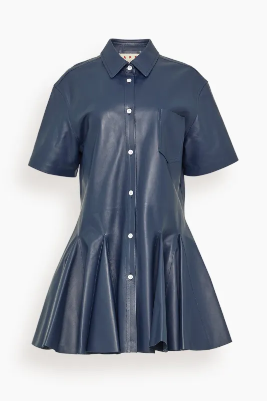 Leather Dress in Blue Nappa sold by Hampden Clothing