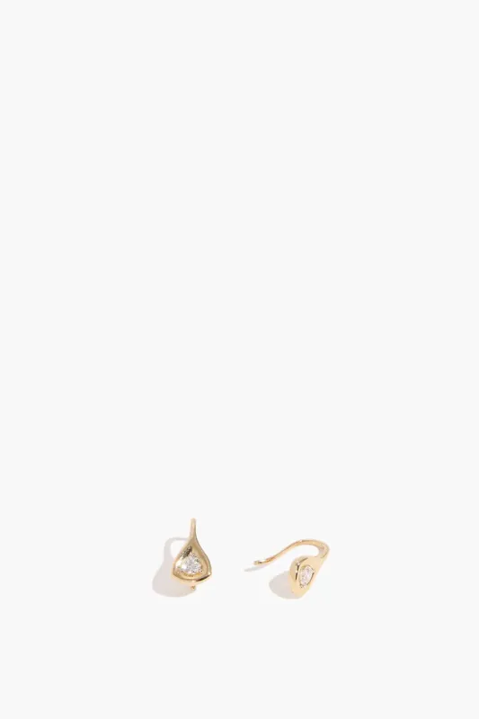 Prong Set Diamond Teardrop Earrings in Yellow Gold sold by Hampden Clothing