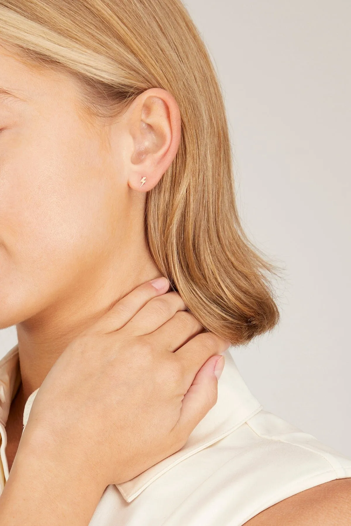 Mini Lightning Bolt Studs in Yellow Gold sold by Hampden Clothing product image thumbnail 2