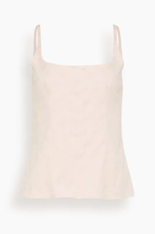 Waves and Drops Cotton Jacquard Top in Azalea sold by Hampden Clothing