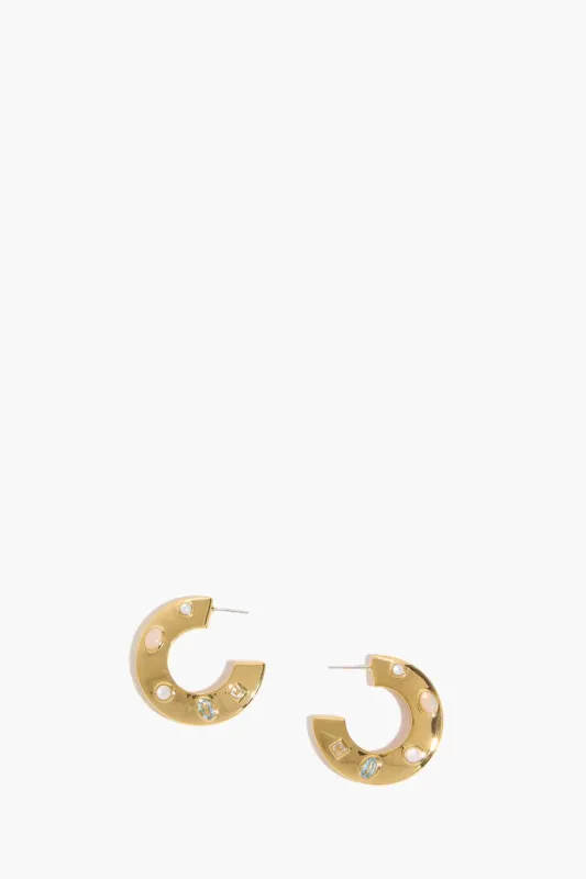 Saucer Hoops in Dotted Pearl/Gold sold by Hampden Clothing
