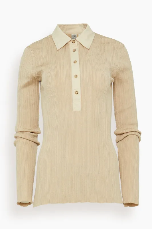 Half-Placket Knit Shirt in Peanut sold by Hampden Clothing