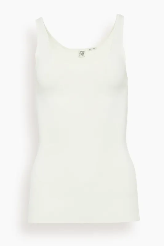 Compact Knit Tank in White sold by Hampden Clothing