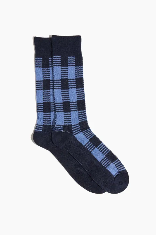 Gingham Socks in Midnight/French Blue made by Guest In Residence