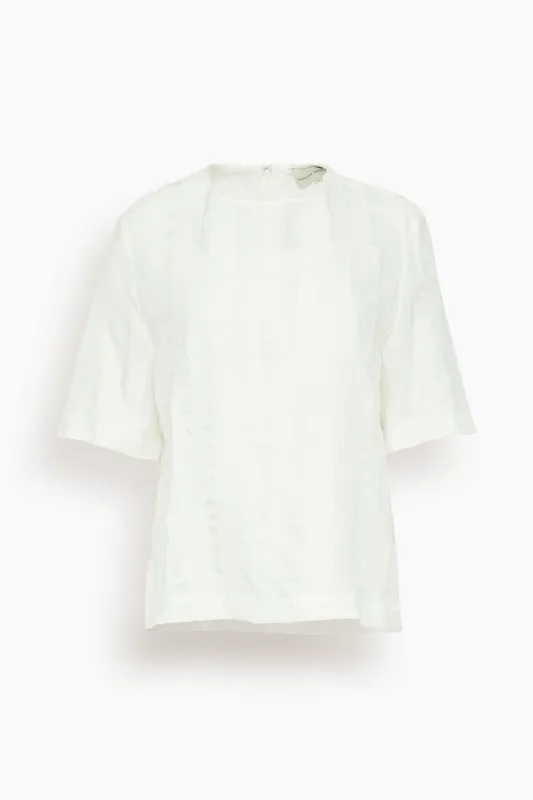 Toba Round Neck Blouse in Ivory sold by Hampden Clothing
