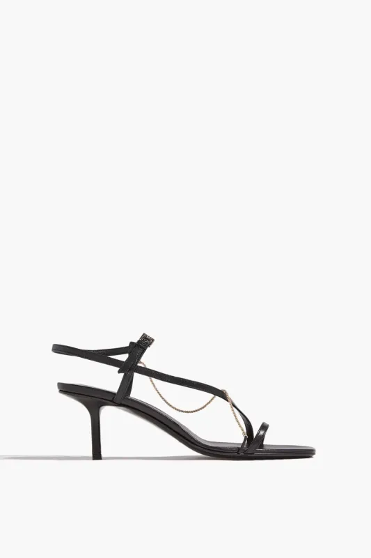 Siam Mid Heel Sandal in Black made by Loulou Studio
