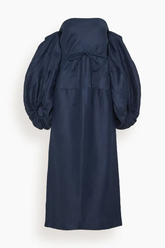 Balloon Sleeve Dress in Navy sold by Hampden Clothing