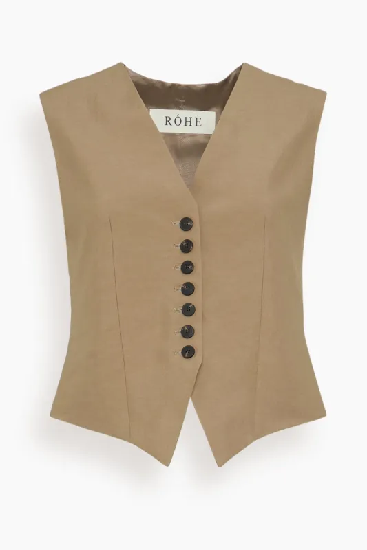Shaped Waistcoat in Khaki sold by Hampden Clothing