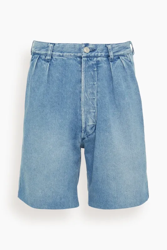 The Khaki Shorts in Ash Bleach Denim sold by Hampden Clothing