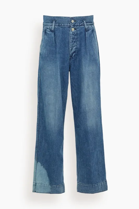 The Wide Jean Trousers in Vintage Blue Denim sold by Hampden Clothing