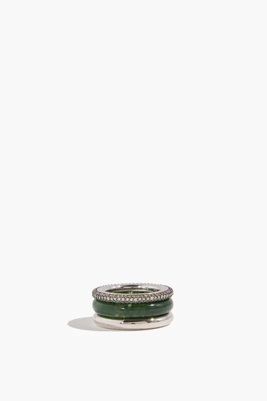 Aurea Ring Stack in Grey Diamond/Moss Agate made by By Pariah