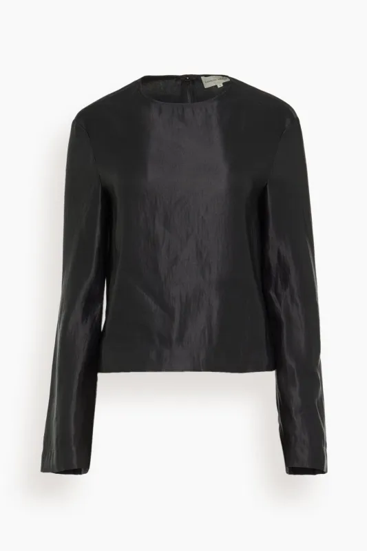Round Neck Blouse in Black sold by Hampden Clothing