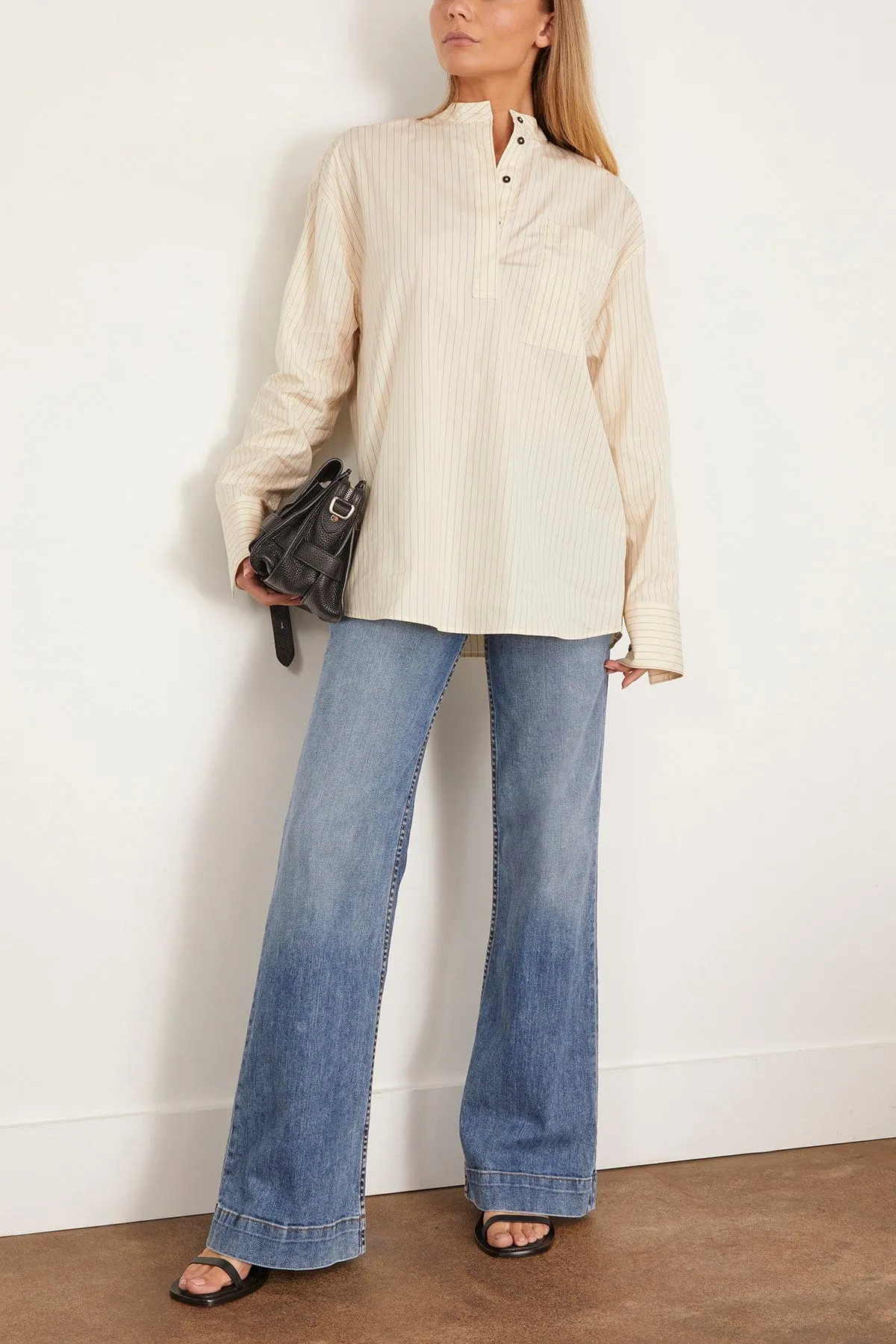 Blouse in Ivory/Black Stripes sold by Hampden Clothing product image thumbnail 2