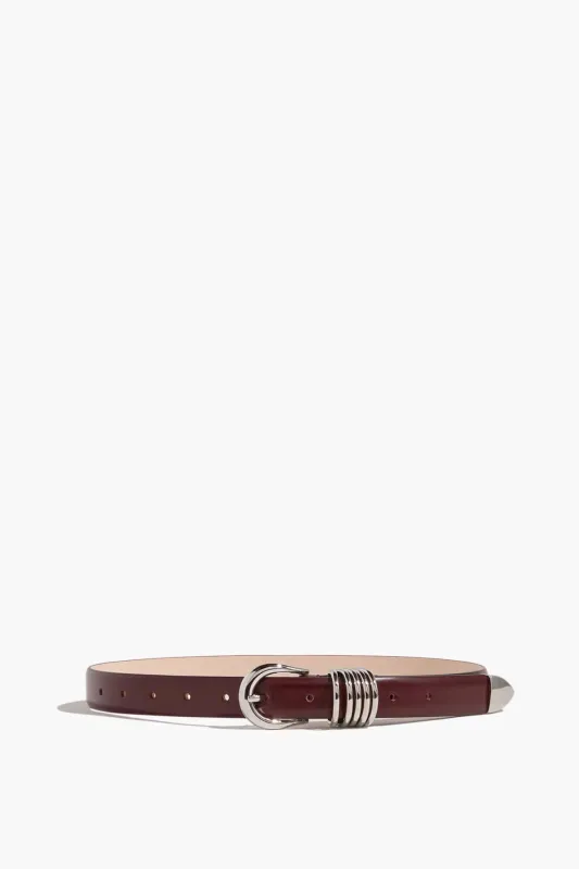 Hollyhock Belt in Bordeaux/Silver sold by Hampden Clothing