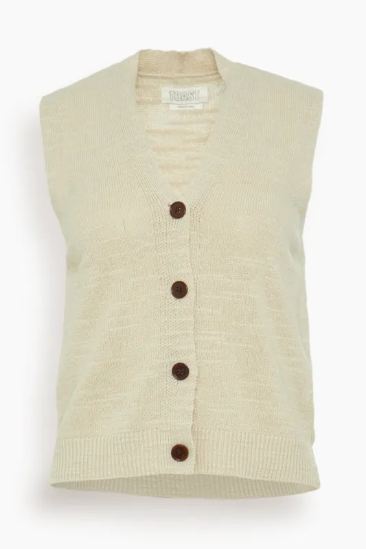 Fine Linen Cotton Knitted Tank in Parchment sold by Hampden Clothing