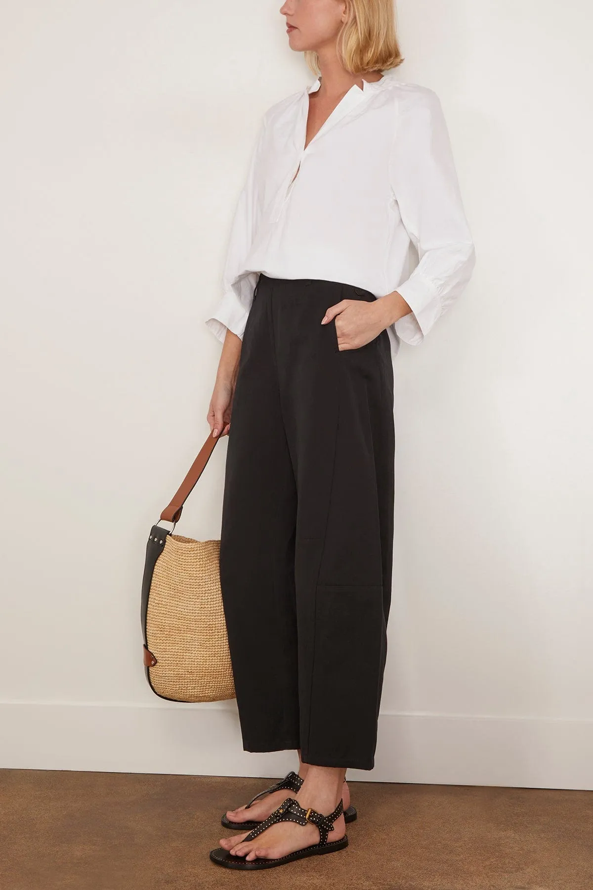 Twisted Seam Cotton Linen Trousers in Black sold by Hampden Clothing product image thumbnail 2