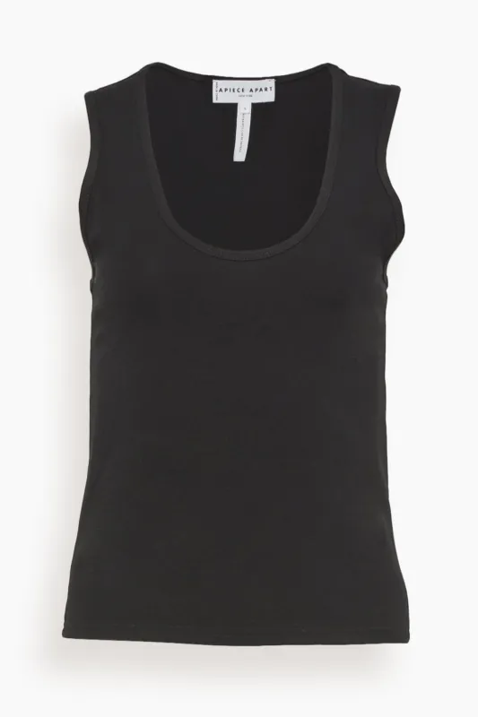 Uri Low Cut Tank in Black sold by Hampden Clothing