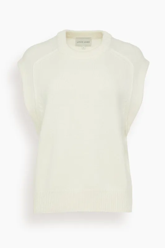 Mari Sleeveless Boxy Top in Ivory made by Loulou Studio
