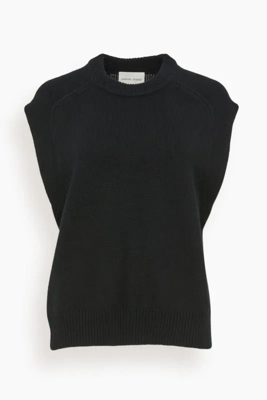 Mari Sleeveless Boxy Top in Black made by Loulou Studio
