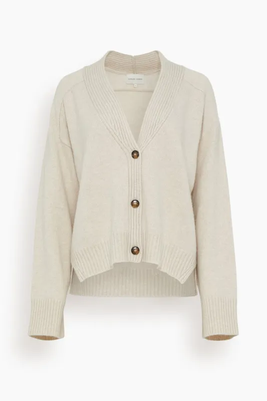 Kaia V-Neck Cardigan in Oat Melange sold by Hampden Clothing
