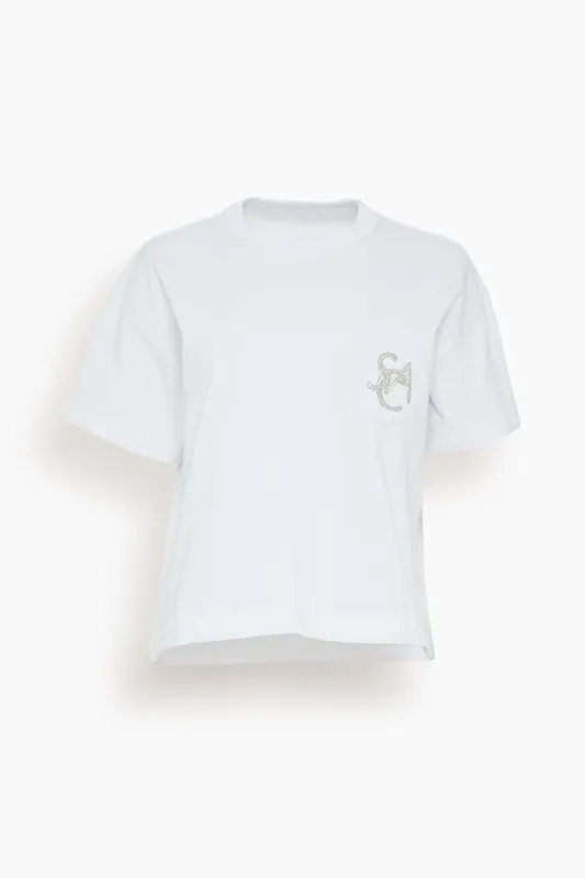 Emblem Cotton Jersey T-Shirt in White sold by Hampden Clothing
