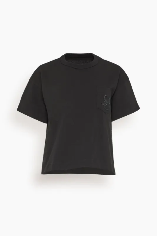 Emblem Cotton Jersey T-Shirt in Black sold by Hampden Clothing