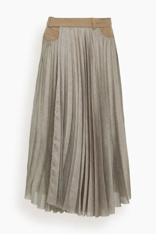 Denim Mix Skirt in Beige made by Hampden Clothing