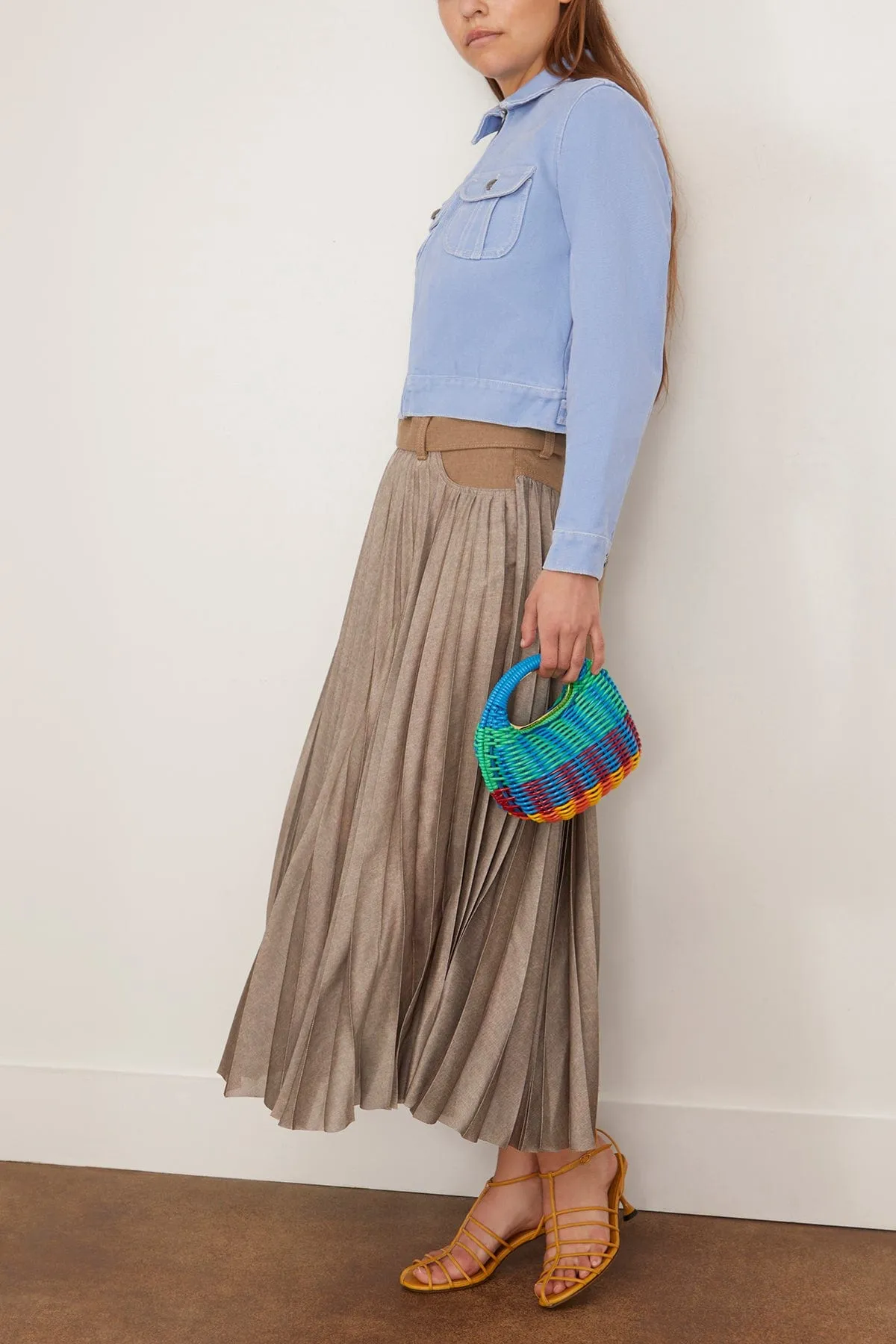Denim Mix Skirt in Beige sold by Hampden Clothing product image thumbnail 2