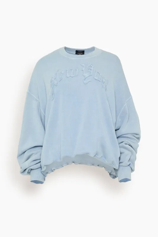 New York Balloon Crewneck in Light Blue sold by Hampden Clothing