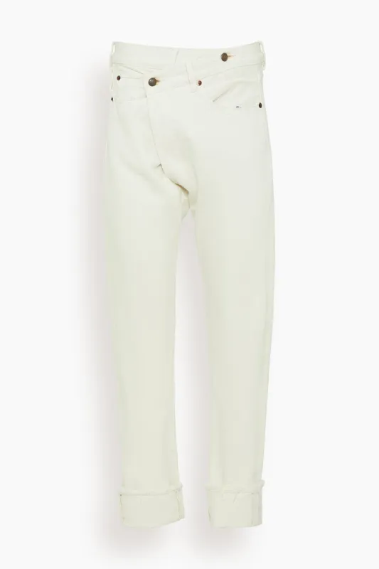 Cuffed Crossover Jeans in Bennett White Selvedge sold by Hampden Clothing